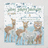 verjaardagsuitnodiging voor baby's met een dierthe aankondiging (Voorkant / Achterkant)