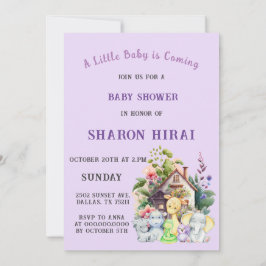 Verjaardagsuitnodiging voor babyshower met schatti kaart