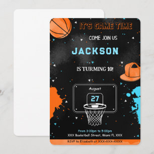 Verjaardagsuitnodiging voor basketbal bewerkbaar kaart
