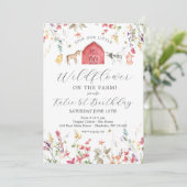 verjaardagsuitnodiging voor boerderij van wilde bl kaart (Staand voorkant)