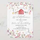 verjaardagsuitnodiging voor boerderij van wilde bl kaart (Voorkant / Achterkant)