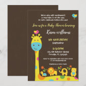 Verjaardagsuitnodiging voor bosdieren baby shower kaart (Voorkant / Achterkant)