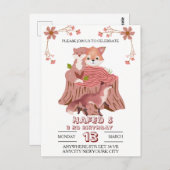 Verjaardagsuitnodiging voor bosdieren: herfstbos  briefkaart (Voorkant / Achterkant)