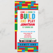 verjaardagsuitnodiging voor bouwstenen kaart (Voorkant / Achterkant)