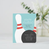 Verjaardagsuitnodiging voor bowlingfeestje (Staand voorkant)