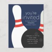 Verjaardagsuitnodiging voor bowlingfeestje (Voorkant)