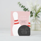 Verjaardagsuitnodiging voor bowlingfeestje (Staand voorkant)