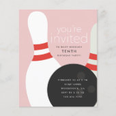Verjaardagsuitnodiging voor bowlingfeestje (Voorkant)