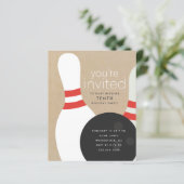 Verjaardagsuitnodiging voor bowlingfeestje (Staand voorkant)