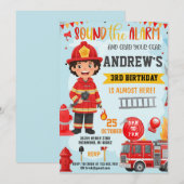 Verjaardagsuitnodiging voor brandweerman met foto kaart (Voorkant / Achterkant)