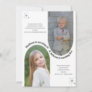Verjaardagsuitnodiging voor broers en zussen voor kaart