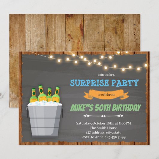 verjaardagsuitnodiging voor Bucket-bier Kaart (Voorkant / Achterkant)