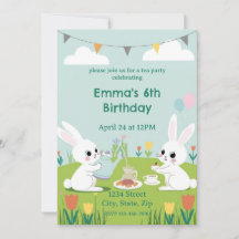 Verjaardagsuitnodiging voor Bunny Tea Party | Scha