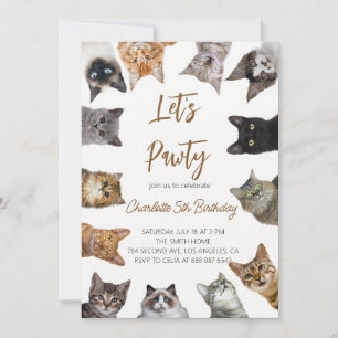 Verjaardagsuitnodiging voor Cat Pawty Kaart