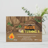 verjaardagsuitnodiging voor Caveman-partij Kaart (Staand voorkant)