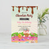 verjaardagsuitnodiging voor Chocolade candyland Kaart (Staand voorkant)