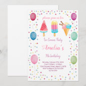 verjaardagsuitnodiging voor consumptie-ijs kaart (Voorkant / Achterkant)