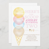 verjaardagsuitnodiging voor consumptie-ijs, waterk kaart (Voorkant / Achterkant)