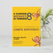 Verjaardagsuitnodiging voor Curious Monkey | Banan Kaart (Staand voorkant)