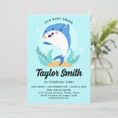 Verjaardagsuitnodiging voor Cute Baby Shark-feestj Kaart (Staand voorkant)