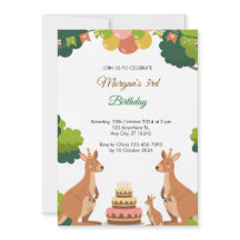 Verjaardagsuitnodiging voor Cute Kangaroo Party
