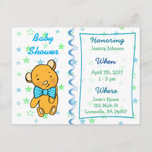 Verjaardagsuitnodiging voor Cute Teddy Bear Baby S Uitnodiging Briefkaart