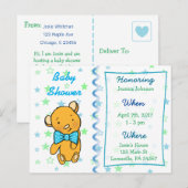 Verjaardagsuitnodiging voor Cute Teddy Bear Baby S Uitnodiging Briefkaart (Voorkant / Achterkant)