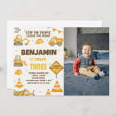 Verjaardagsuitnodiging voor de bouwzone met foto kaart (Voorkant / Achterkant)