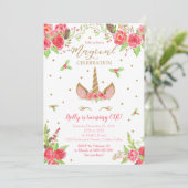 Verjaardagsuitnodiging voor de kersteenhoorn kaart (Staand voorkant)