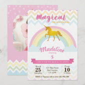 verjaardagsuitnodiging voor de mousserende regenbo kaart (Voorkant / Achterkant)