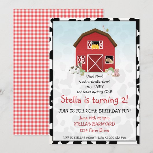 Verjaardagsuitnodiging voor de schuur kaart (Voorkant / Achterkant)