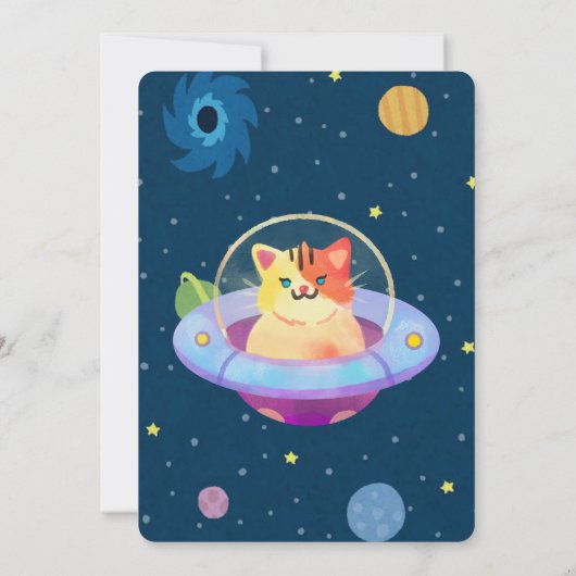 Verjaardagsuitnodiging voor dierenastronauten kaart (Achterkant)