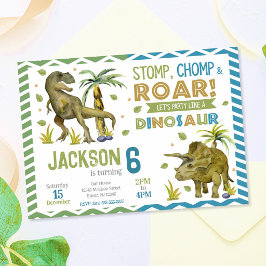 Verjaardagsuitnodiging voor dinosauriërs | T-rex | Kaart