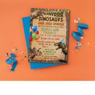 VERJAARDAGSUITNODIGING VOOR DINOSAURIËRS VOOR ALLE KAART