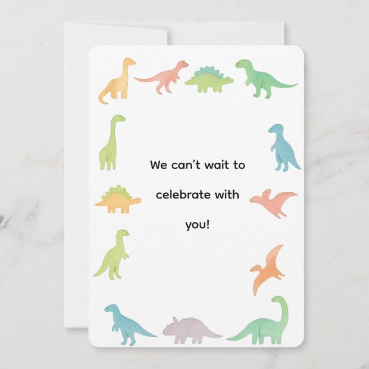 Verjaardagsuitnodiging voor Dinosaurus Kaart (Achterkant)