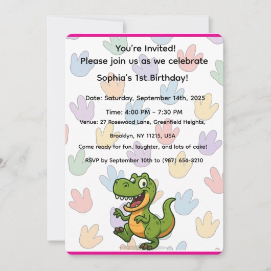 Verjaardagsuitnodiging voor Dinosaurus Kaart (Voorkant)