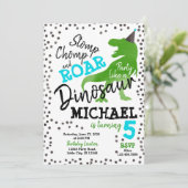 Verjaardagsuitnodiging voor dinosaurusjongen kaart (Staand voorkant)