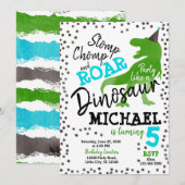 Verjaardagsuitnodiging voor dinosaurusjongen kaart (Voorkant / Achterkant)