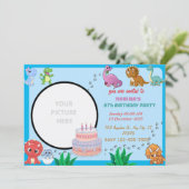 Verjaardagsuitnodiging voor dinosaurussen | Jongen Kaart (Staand voorkant)