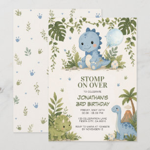 Verjaardagsuitnodiging voor dinosaurussen: Stamp O Kaart