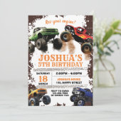 Verjaardagsuitnodiging voor Dirt Monster Truck Kaart (Staand voorkant)