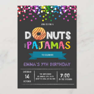 verjaardagsuitnodiging voor Donuts en pyjama's Kaart