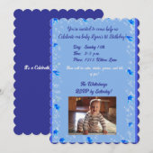 Verjaardagsuitnodiging voor een baby jongen kaart (Voorkant / Achterkant)