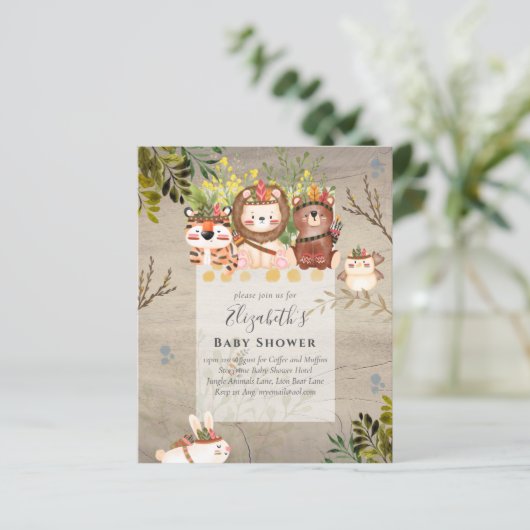 Verjaardagsuitnodiging voor een baby jongen met ju (Staand voorkant)