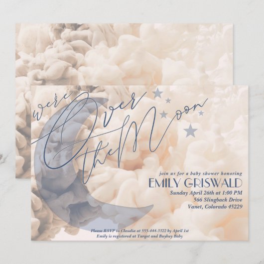 Verjaardagsuitnodiging voor een baby jongen Over d Kaart (Voorkant / Achterkant)