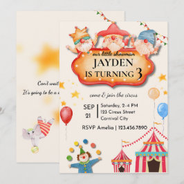 Verjaardagsuitnodiging voor een circus die je zelf kaart