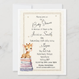 Verjaardagsuitnodiging voor een Cute Giraffe Baby Kaart