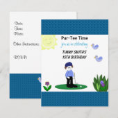 Verjaardagsuitnodiging voor een grillige golfparti kaart (Voorkant / Achterkant)