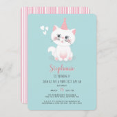 Verjaardagsuitnodiging voor een kattenpoot-perfect kaart (Voorkant / Achterkant)