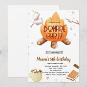 Verjaardagsuitnodiging voor een leuk s'mores kampv kaart (Voorkant / Achterkant)